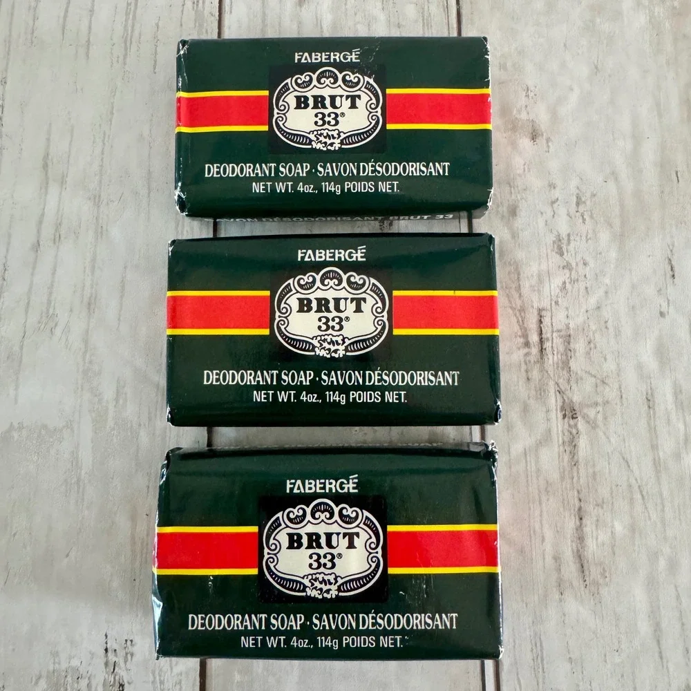 Vintage Faberge Brut 33 Deodorant Soap 4 oz Bars Lot of 3 NEW Sealed